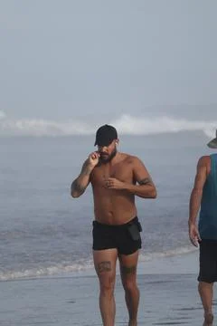 Exercise on the beach Stock Photos