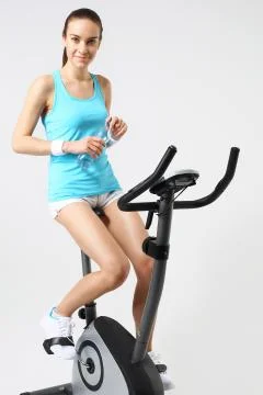 Exercise bike, effective form of exercise Stock Photos
