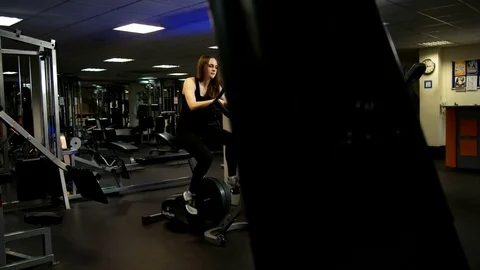 Exercise bike in the gym Stock Footage 75420644