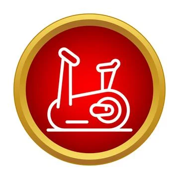 Exercise bike icon in red circle button Stock Illustration