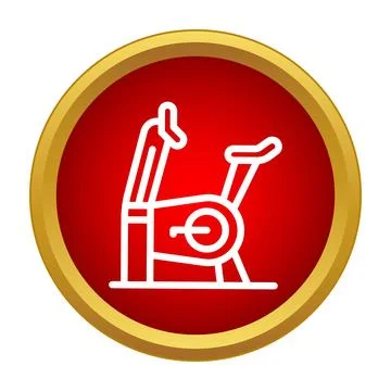 Exercise bike simple line icon in red circle Stock Illustration