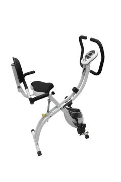 Exercise bike simulator isolated on white background Stock Photos