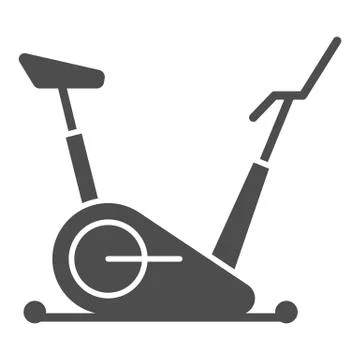 Exercise bike solid icon, Gym concept, stationary bike sign on white background Stock Illustration