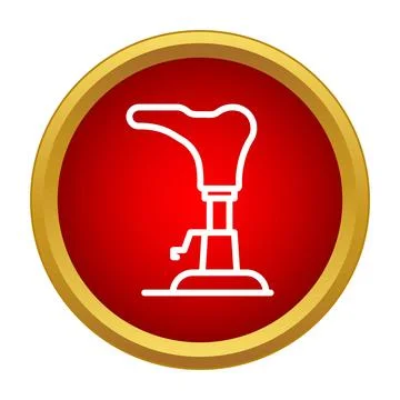 Exercise bike symbol in red circle icon Stock Illustration