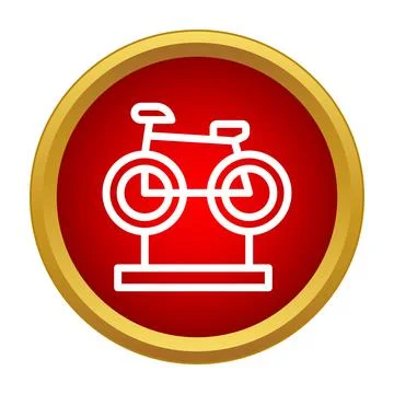 Exercise bike symbol in red circle icon Stock Illustration