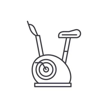 Exercise bikes line icon concept. Exercise bikes vector linear illustration 스톡 일러스트