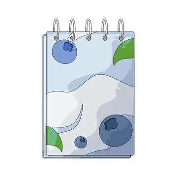 Exercise book with blueberry design illustration Illustrazione stock