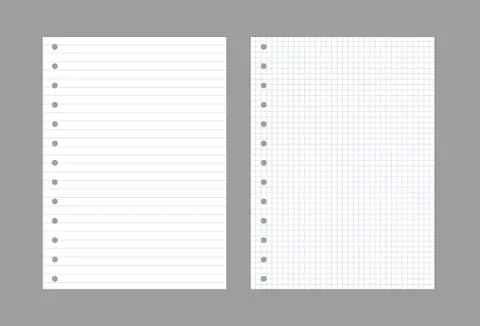 Exercise book paper page background. Notebook sheet lined texture pattern Stock Illustration