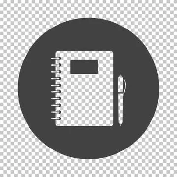 Exercise book with pen icon Stock Illustration