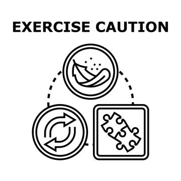 Exercise caution concept with safety elements and symbols Stock Illustration