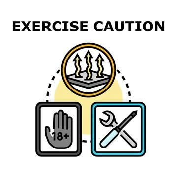 Exercise caution warning, safety, and recommendation concept Иллюстрация