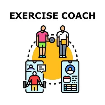 Exercise coach guiding online workout session planning Иллюстрация