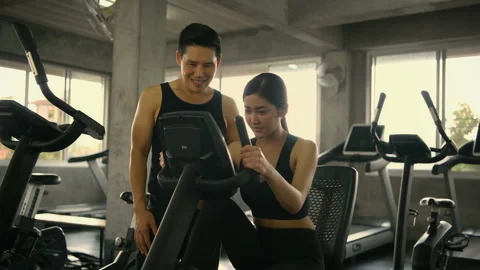 Exercise concepts. The coach was watching the girls' exercise training in the Stock Footage 135541598