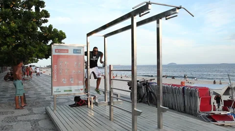Exercise at copacabana Stock Footage 37639098