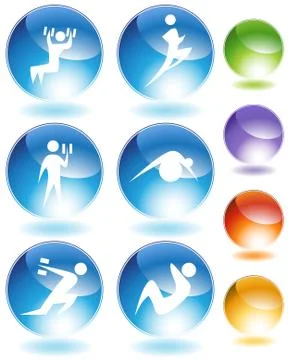 Exercise crystal icon set Stock Illustration