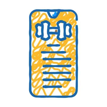 Exercise description smartphone app icon doodle illustration Illustrazione stock