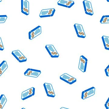 Exercise description smartphone app isometric icon seamless pattern Illustrazione stock