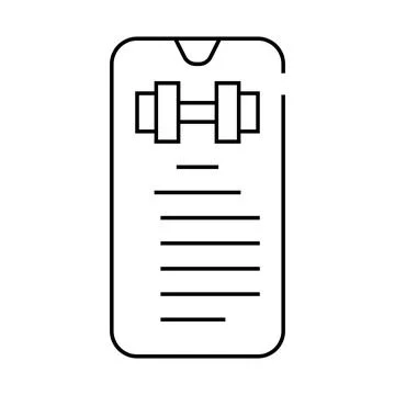 Exercise description smartphone app line icon vector illustration Illustrazione stock