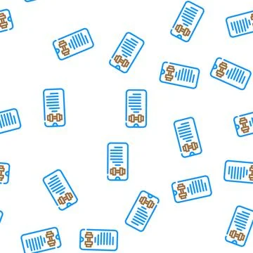 Exercise description smartphone app vector seamless pattern Illustrazione stock