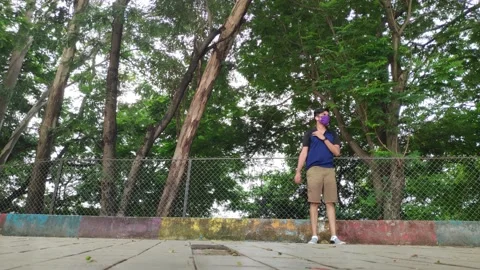 Exercise during Corona Virus breakdown Stock Footage 132275134