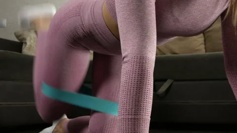 Exercise with elastic band Stock Footage 170018720