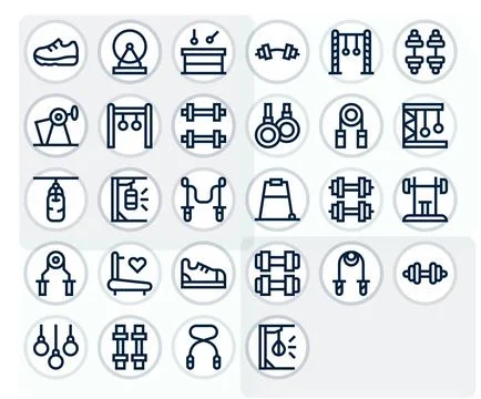 Exercise Equipment including 28 Retina Ready Bold Line Vector Illustrations 库存插图