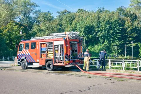 Exercise of Fire Fighters Stock Photos