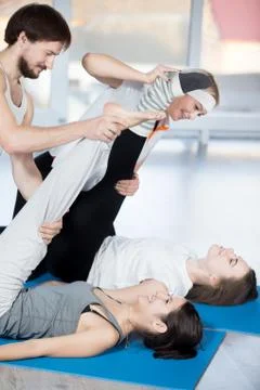 Exercise for flexibility with partner Foto stock