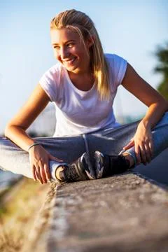 Exercise, girl on training Stock Photos
