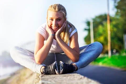 Exercise, girl on training Stock Photos