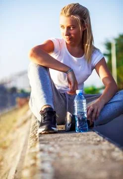 Exercise, girl on training Stock Photos