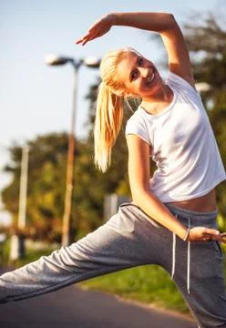 Exercise, girl on training Stock Photos