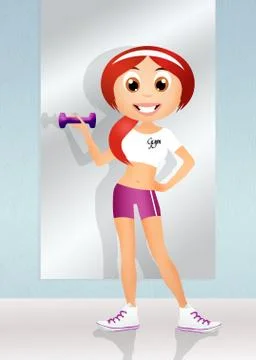 Exercise in the gym 库存插图