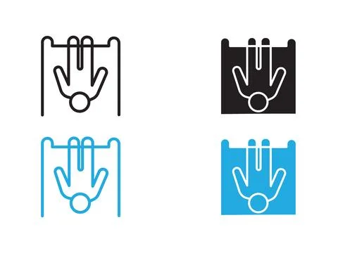 Exercise hang bar icon black and white vector outline sign Illustrazione stock