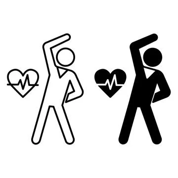 Exercise icons. Black and White Vector Icons of Man Doing Physical Exercise.. 스톡 일러스트