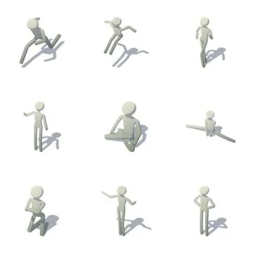 Exercise icons set, isometric style Stock Illustration