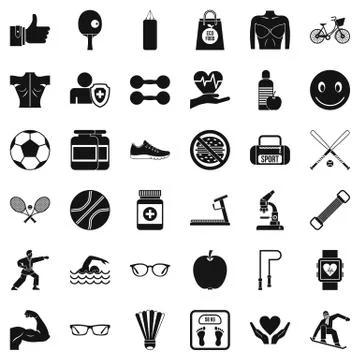Exercise icons set, simple style 스톡 일러스트