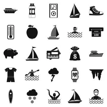 Exercise icons set, simple style Stock Illustration