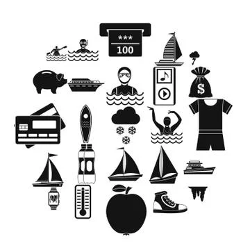 Exercise icons set, simple style 스톡 일러스트