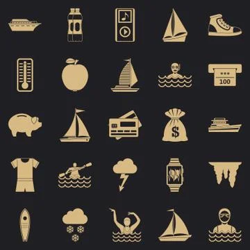 Exercise icons set, simple style Illustrazione stock