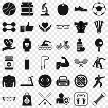 Exercise icons set, simple style 스톡 일러스트