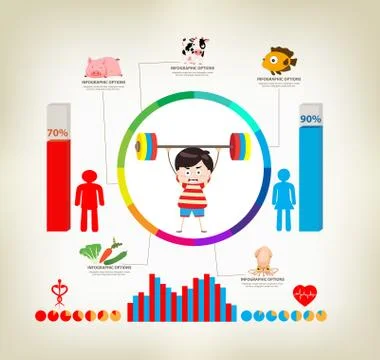 Exercise infographics elements Stock Illustration