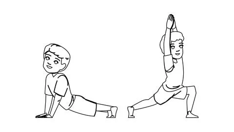 Exercise kid boy yoga vector Illustrazione stock