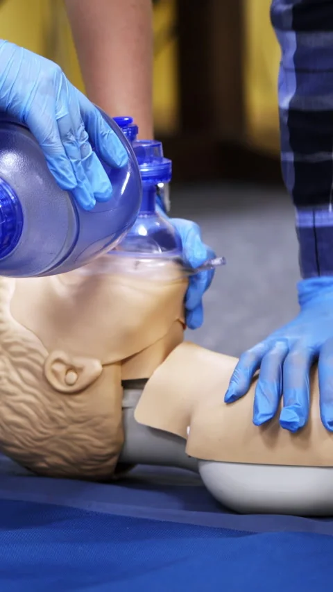 Exercise for life saving in emergency. Stock Footage 278587058