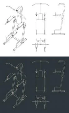 Exercise machine blueprints Stock Illustration