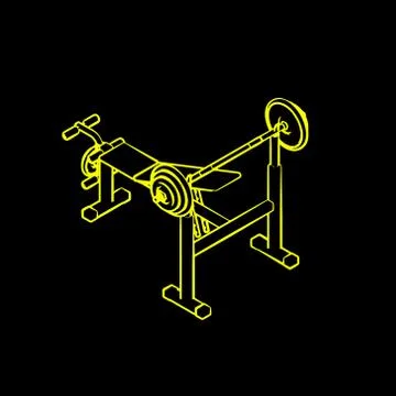 Exercise machine.Isolated on black background.Vector outline illustration. Stock Illustration
