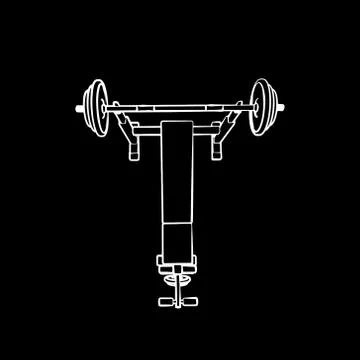 Exercise machine.Isolated on black background.Vector outline illustration. Stock Illustration