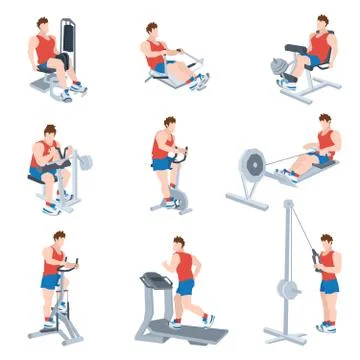 Exercise Machines Set Stockillustratie