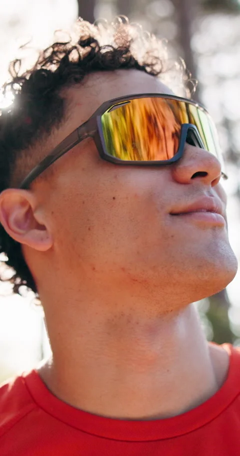 Exercise, man and exploring forest with sunglasses for workout break, route Stock Footage 332402968