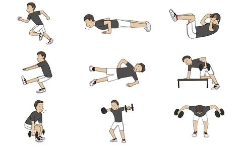 Exercise muscle training set Stockillustratie